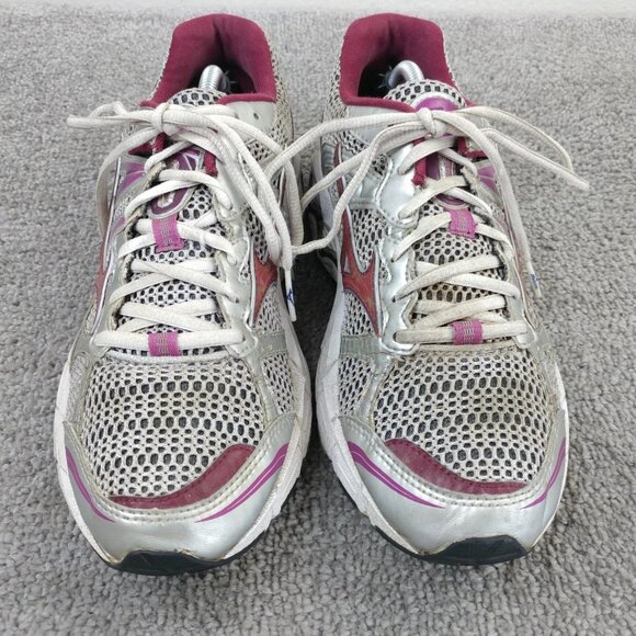 Mizuno Wave Alchemy 10 Womens Size 9 Running Shoes Low Top Silver Burgundy - Picture 7 of 11